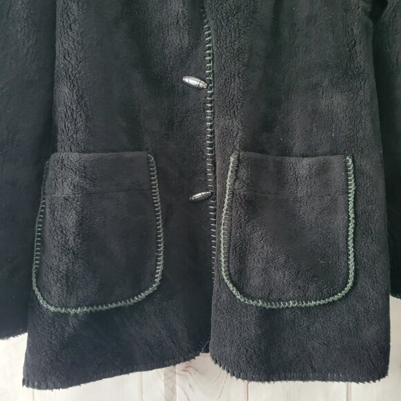 Vintage Nordic Lights Fleece Hooded Reversible Jacket Women’s XL Forrest Green - Picture 7 of 9